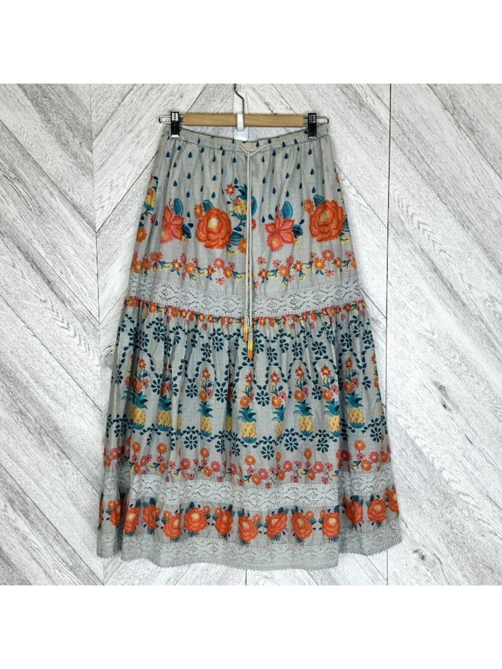 Farm Rio x Anthropologie Tropical Delicacy Floral Maxi Skirt Womens Size XS